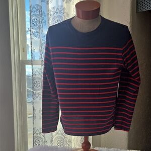 Levi's Men's Sweater in Navy and Red Stripes